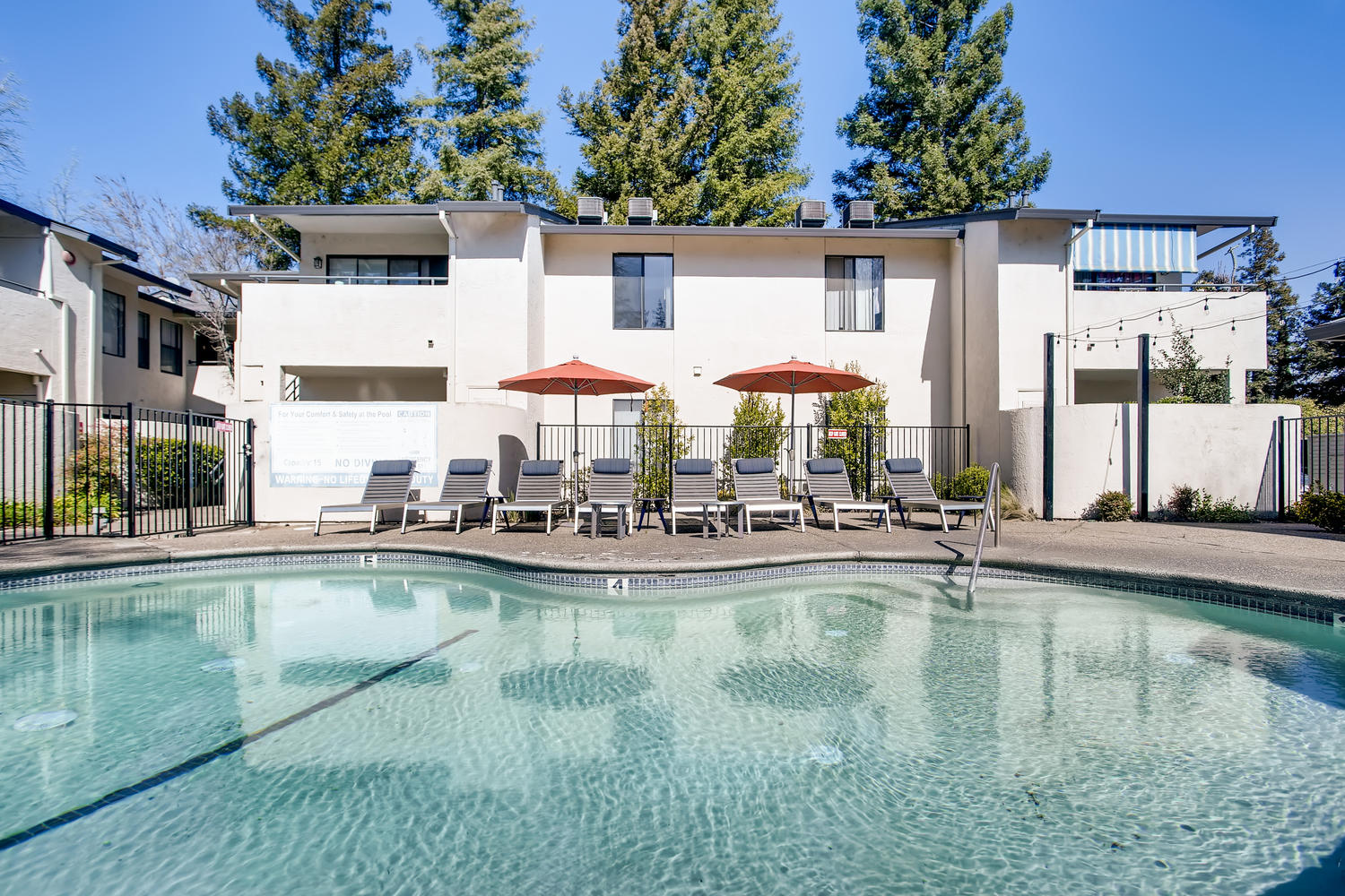 Pool with deck seating